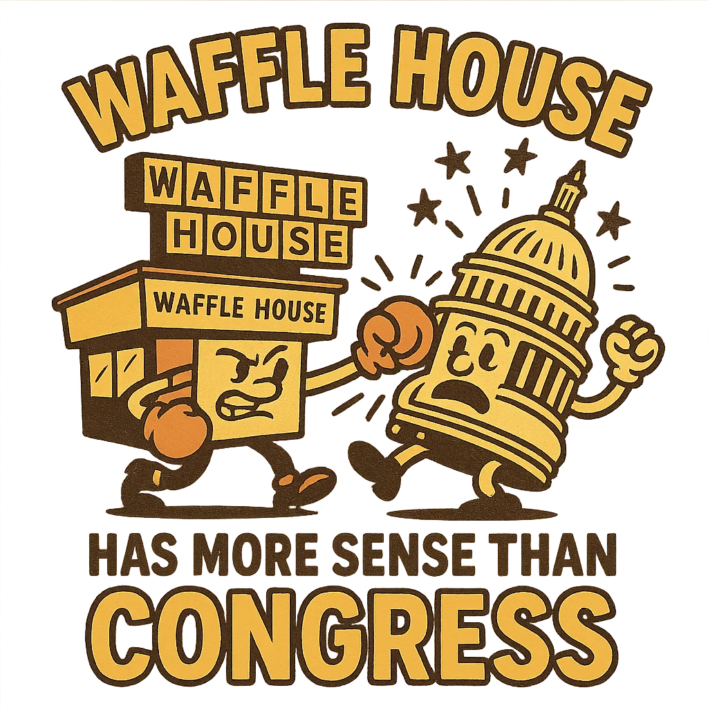 Humorous t-shirt: Waffle House restaurant icon vs ...